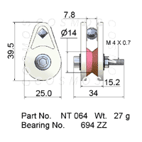 GUIDE PULLEYS, CAGED PULLEY PART NO. NT 064 WT. 27 G